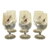 Six Fischer Gold beer glasses