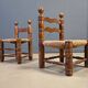 Chaises pour enfants brutalistes de Charles Dudouyt (attribuées), ensemble de 2, années 1960.