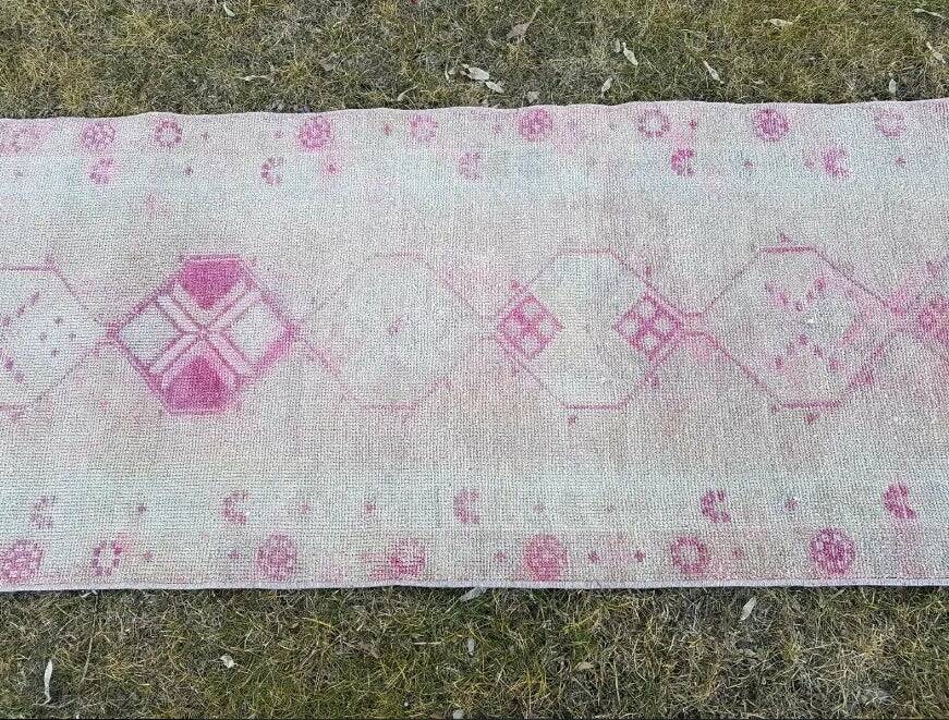 Vintage Turkish hallway rug 77x390 cm