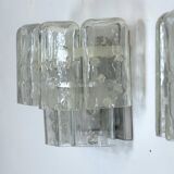 Vistosi manner, set of four clear murano glass elements sconces. Italy 1970s