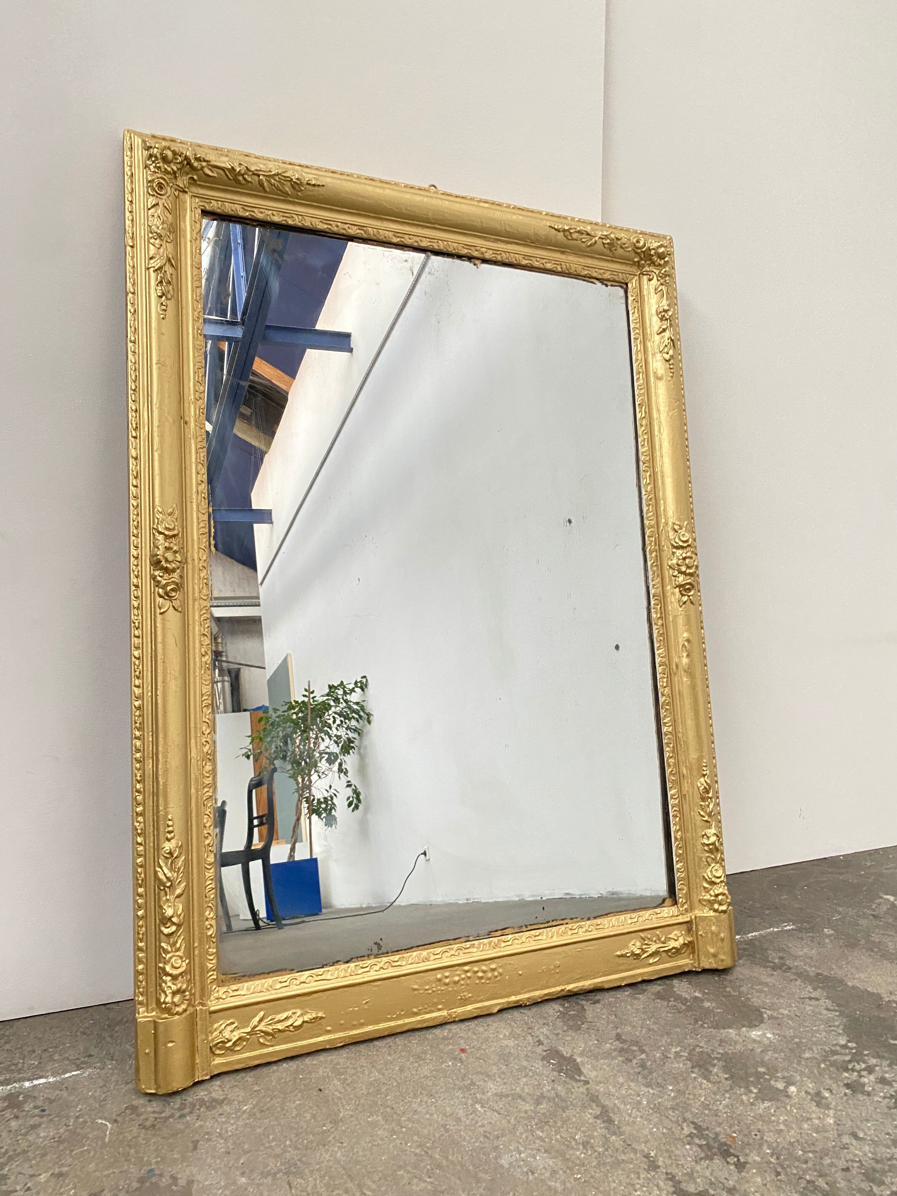 Wooden Stucco and Gilded Mirror, Height 115cm, 19th Century, France