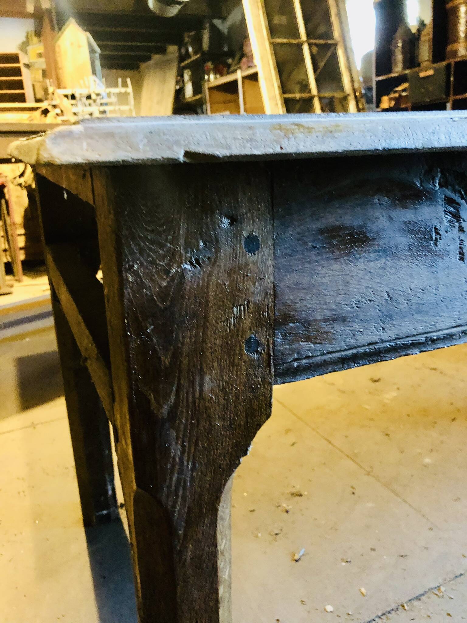 Large country table in cherry wood, late 1800s