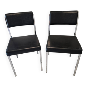 Paire de chaises vintage - simili cuir