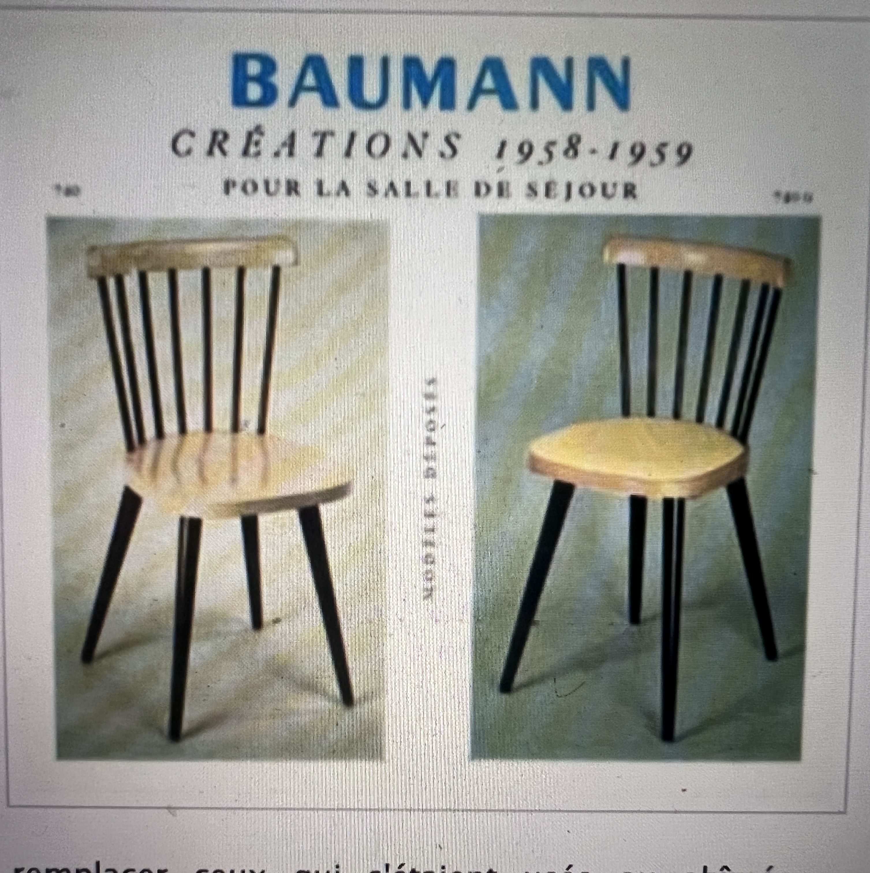 Pair of Baumann bistrot troquet chairs in yellow and brown wood