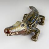 Vintage ceramic crocodile sculpture from Bassano, Italy, 1980s.