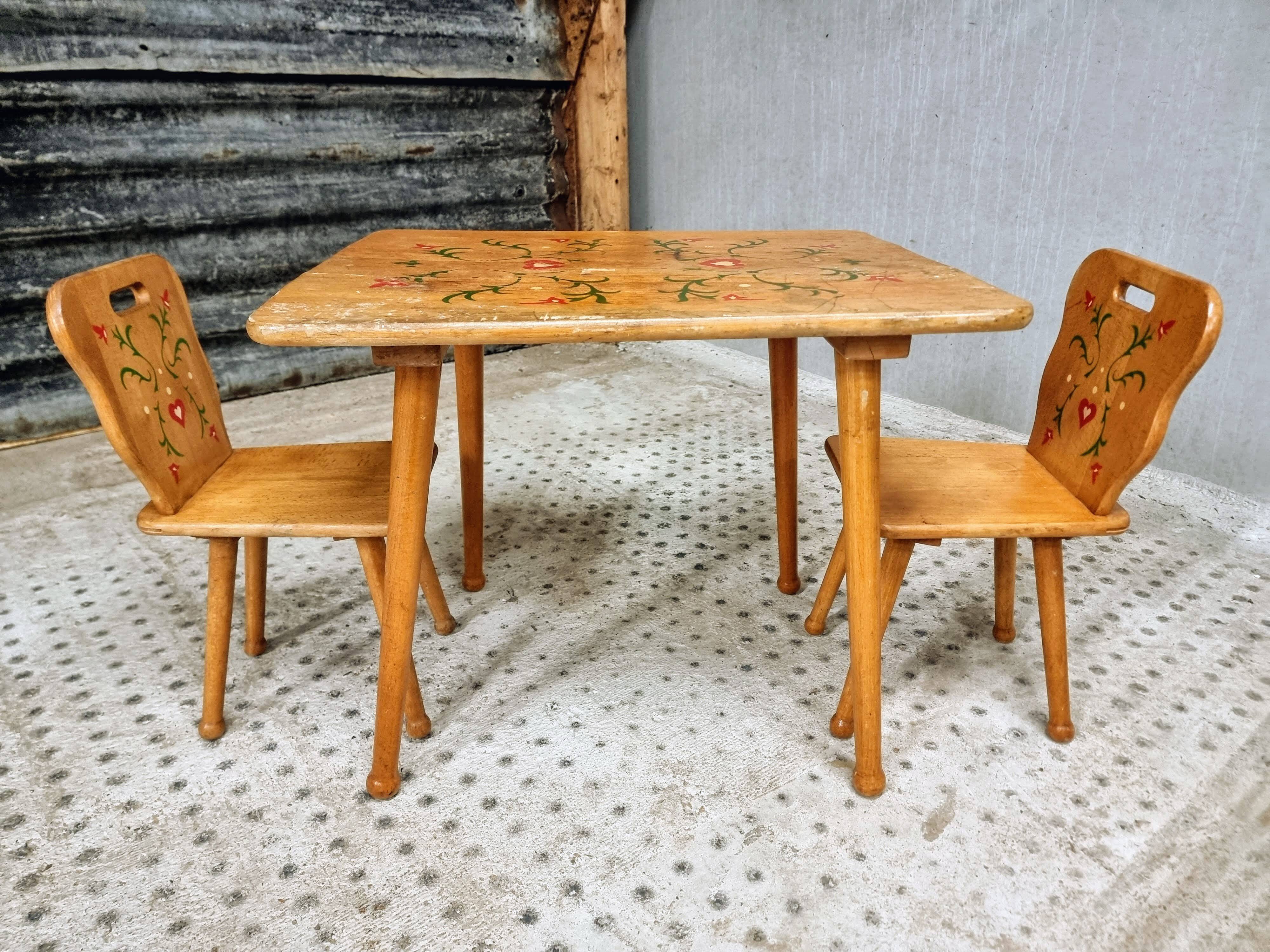 Vintage children's table set beech wood 60s