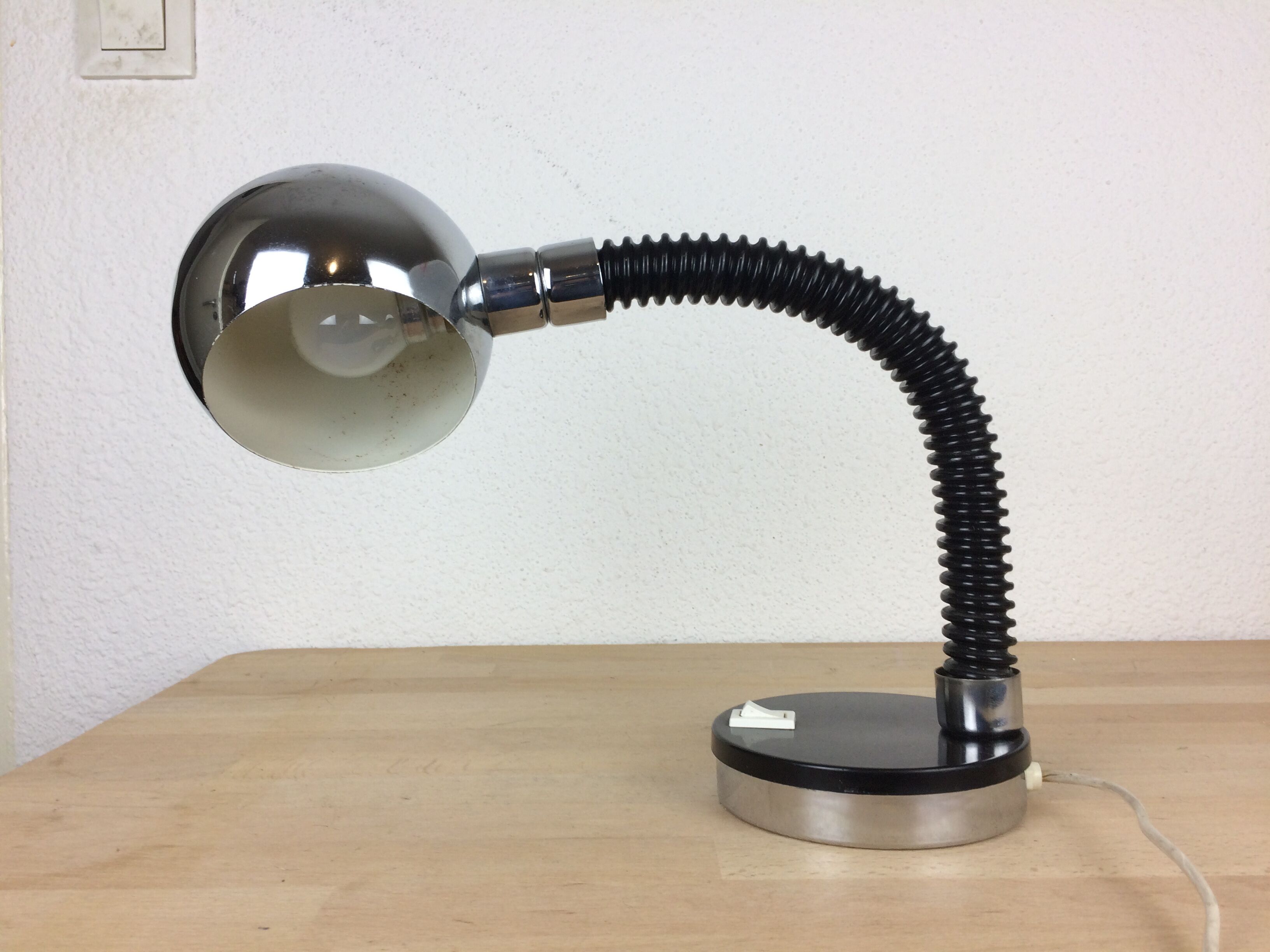 Targetti Sankey desk lamp in chrome, space age, 70's