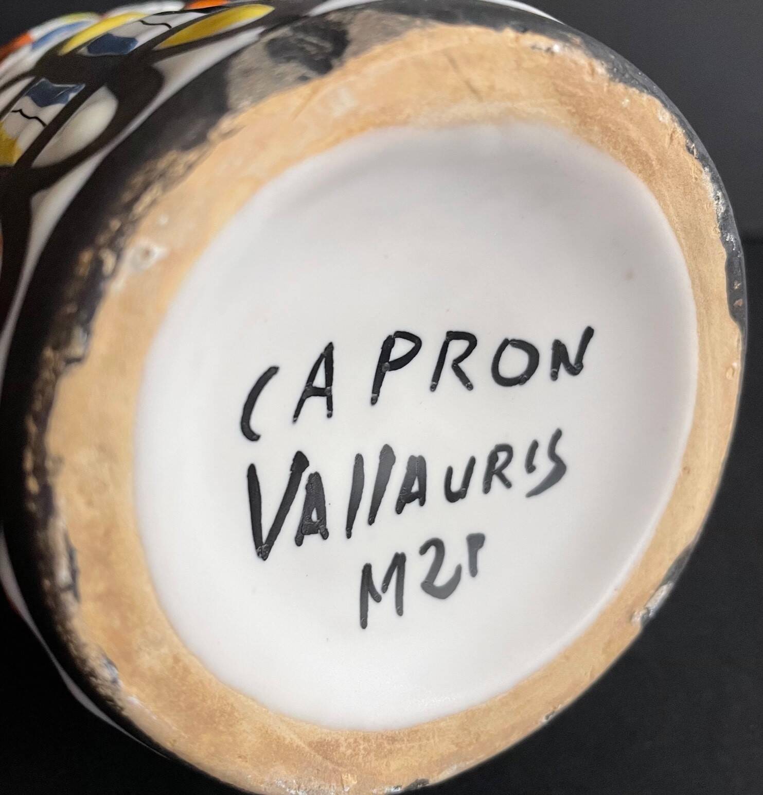 Earthenware “Rum” bottle by Roger Capron in Vallauris