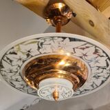 art deco suspension chandelier 1920 a 40 copper and glass very good condition 45xl49 not common