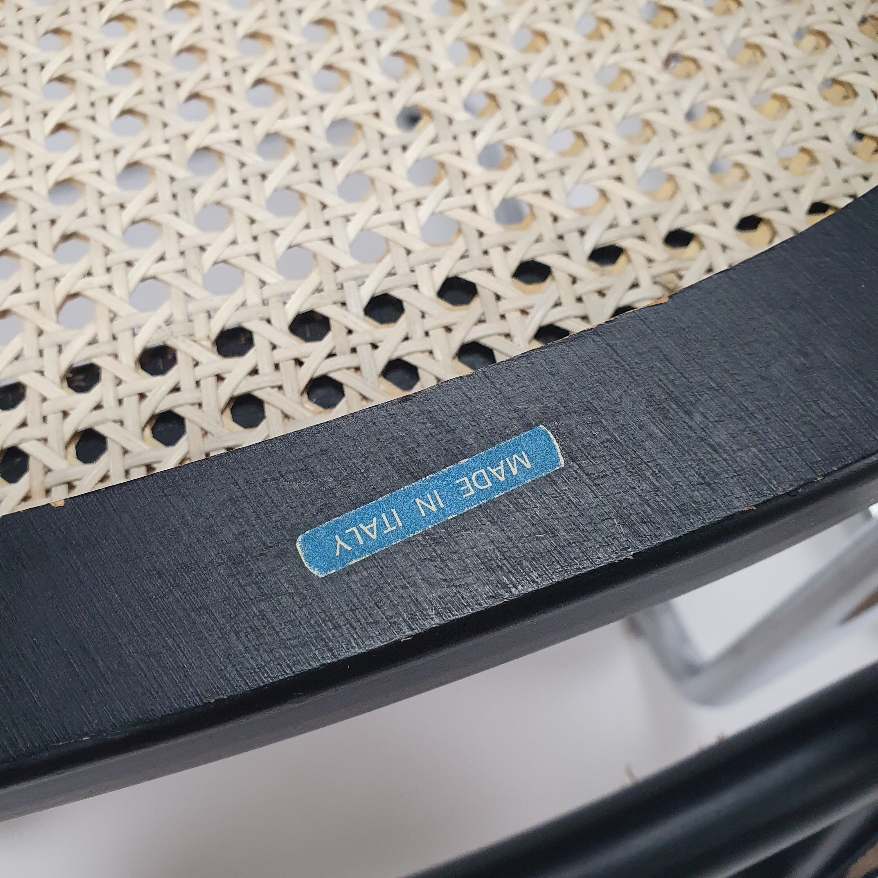 Set of 4 Tubular Frame and Cane Cantilever dining chairs, Italy, 1970s