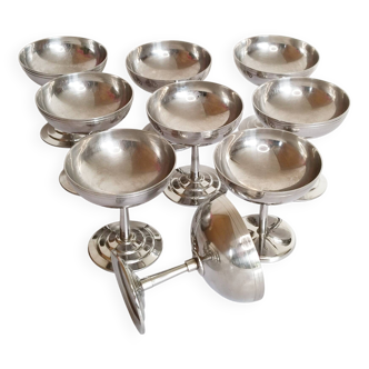 Vintage ice cream or sorbet cups, in 18/10 stainless steel (ref12)