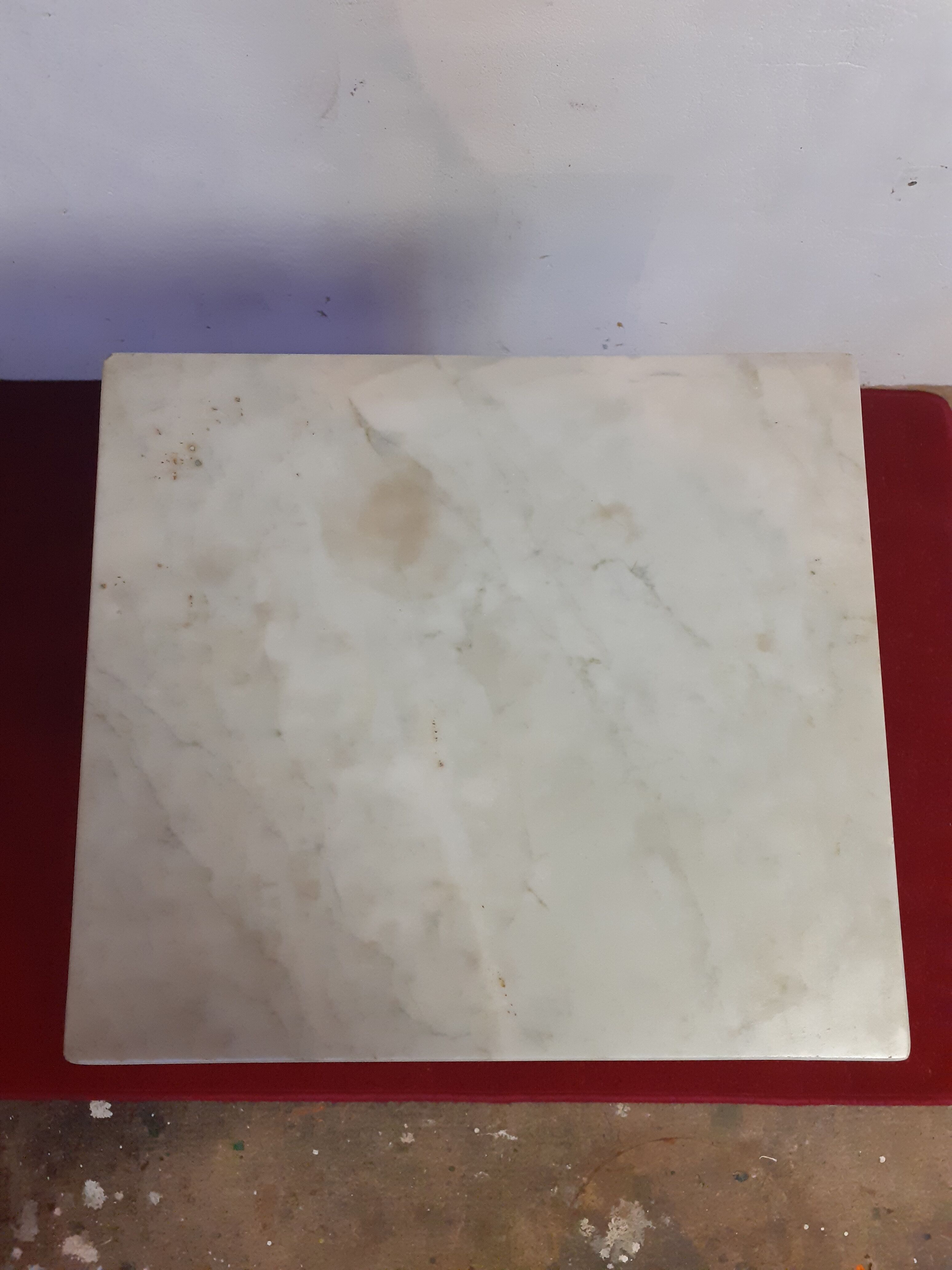 Table de chevet en tôle et marbre début XXeme