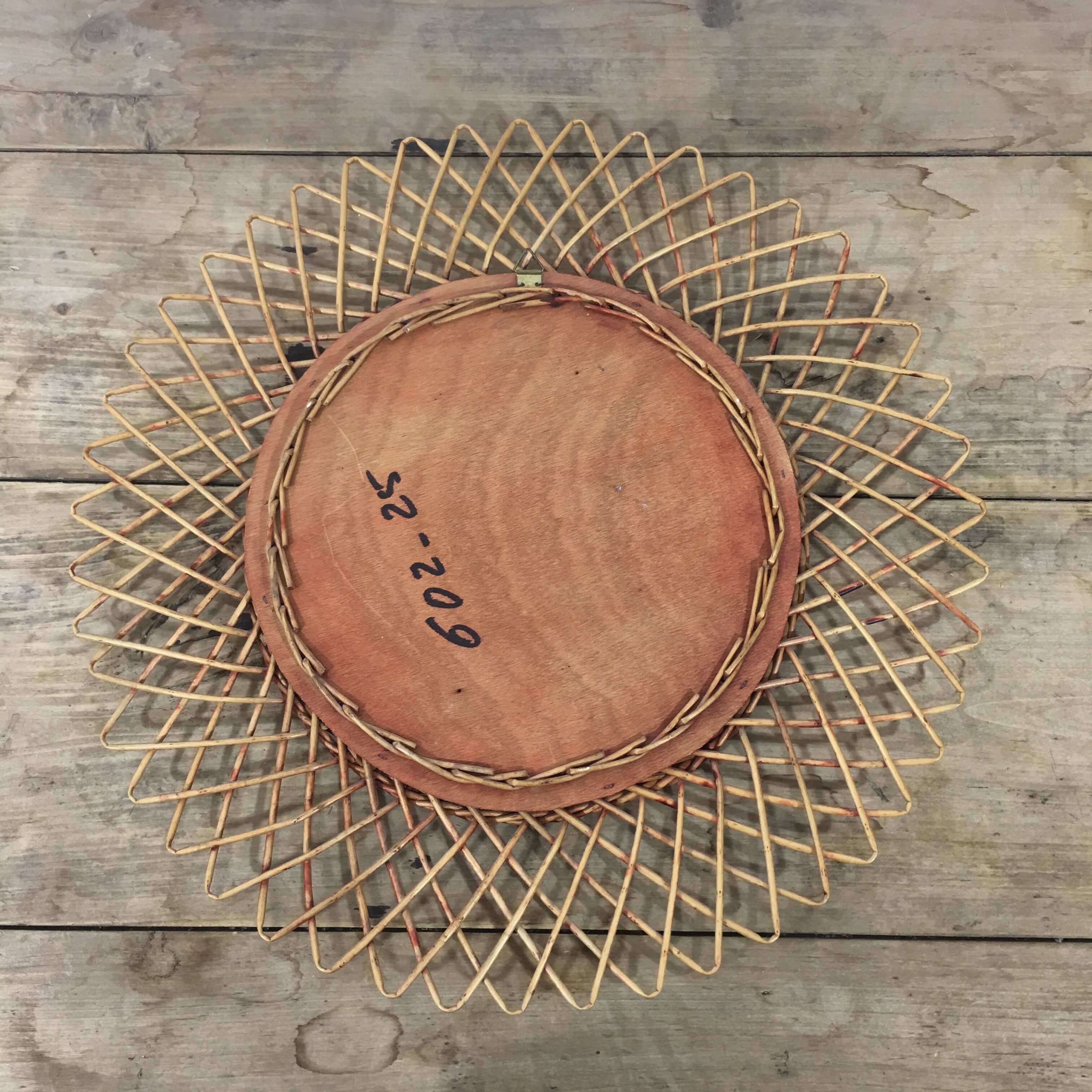 Vintage rattan sun mirror diameter 47cm