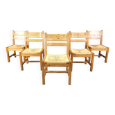 Set of 5 pine wood chairs by GM Mobler, 1960s