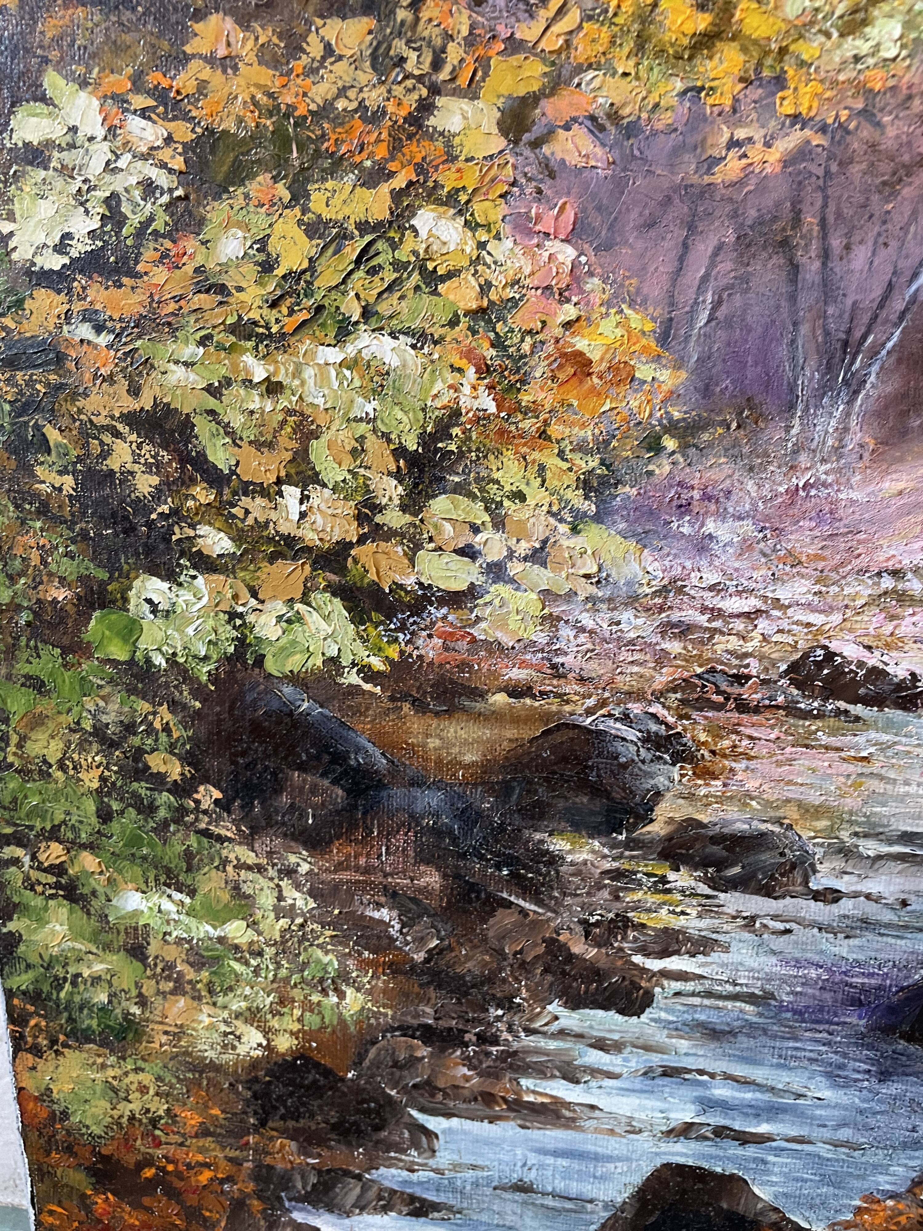 Peinture paysage huile sur toile signée