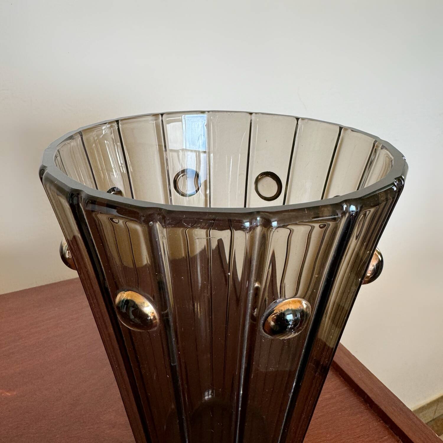 Art Deco amber glass vase