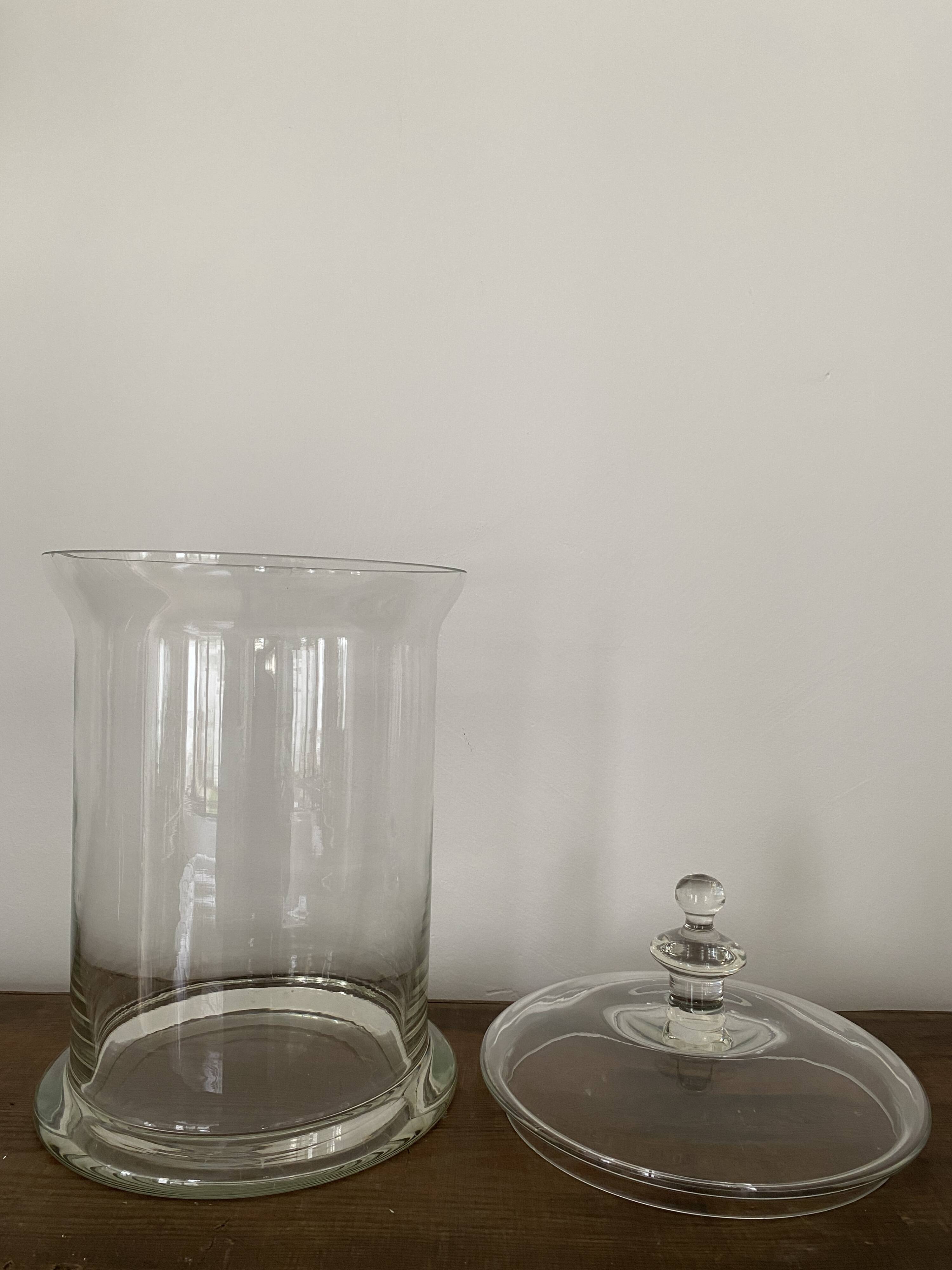 Candy box, pharmacy pot, pot with vintage glass lid Diameter 22.5 cm