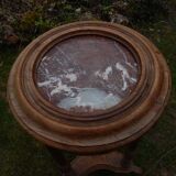 Antique Louis XVI style pedestal table in walnut with marble top
