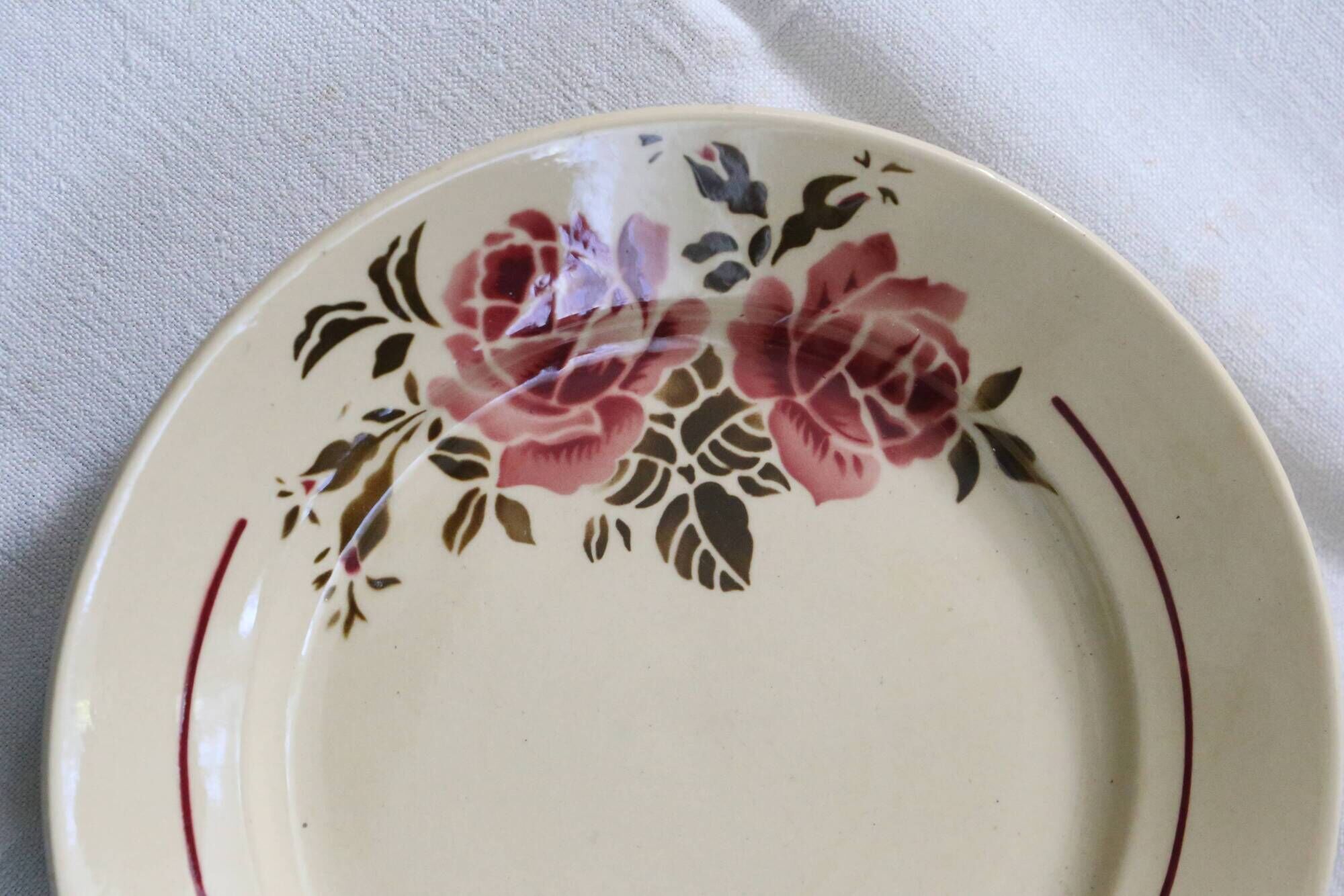 Set of 4 flat plates Badonviller, vintage French