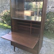Vintage Scandinavian secretary in rosewood with drawers featuring fin-style handles.