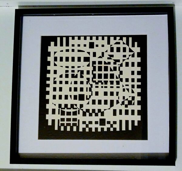 Tableau Vintage Art Optique - Victor Vasarely - Cadre 40x40cm