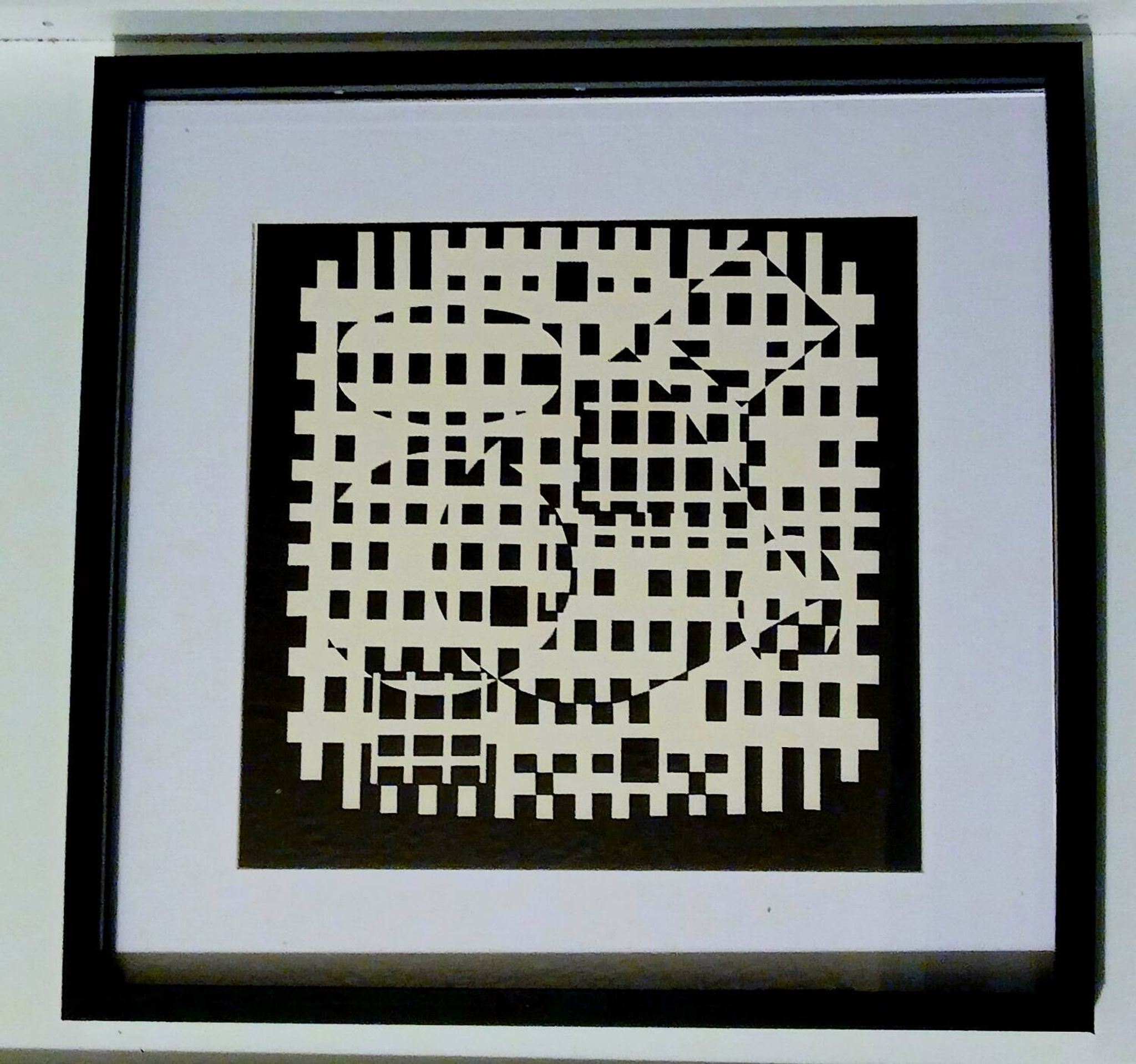 Tableau Vintage Art Optique - Victor Vasarely - Cadre 40x40cm