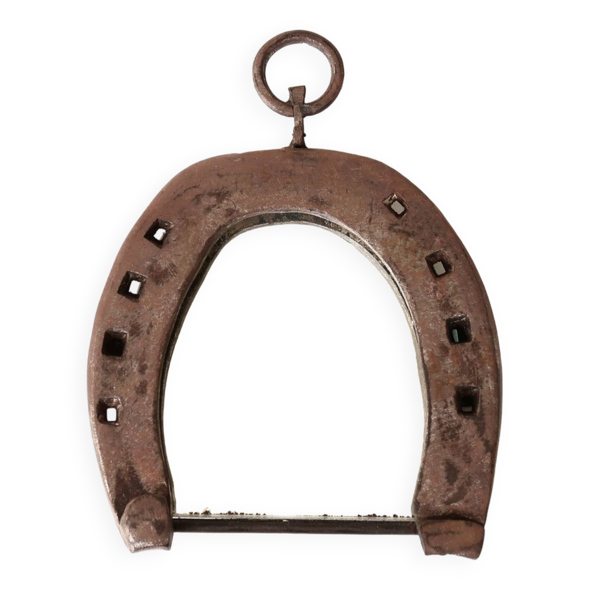 Folk art mirror, horseshoe frame, 1950s