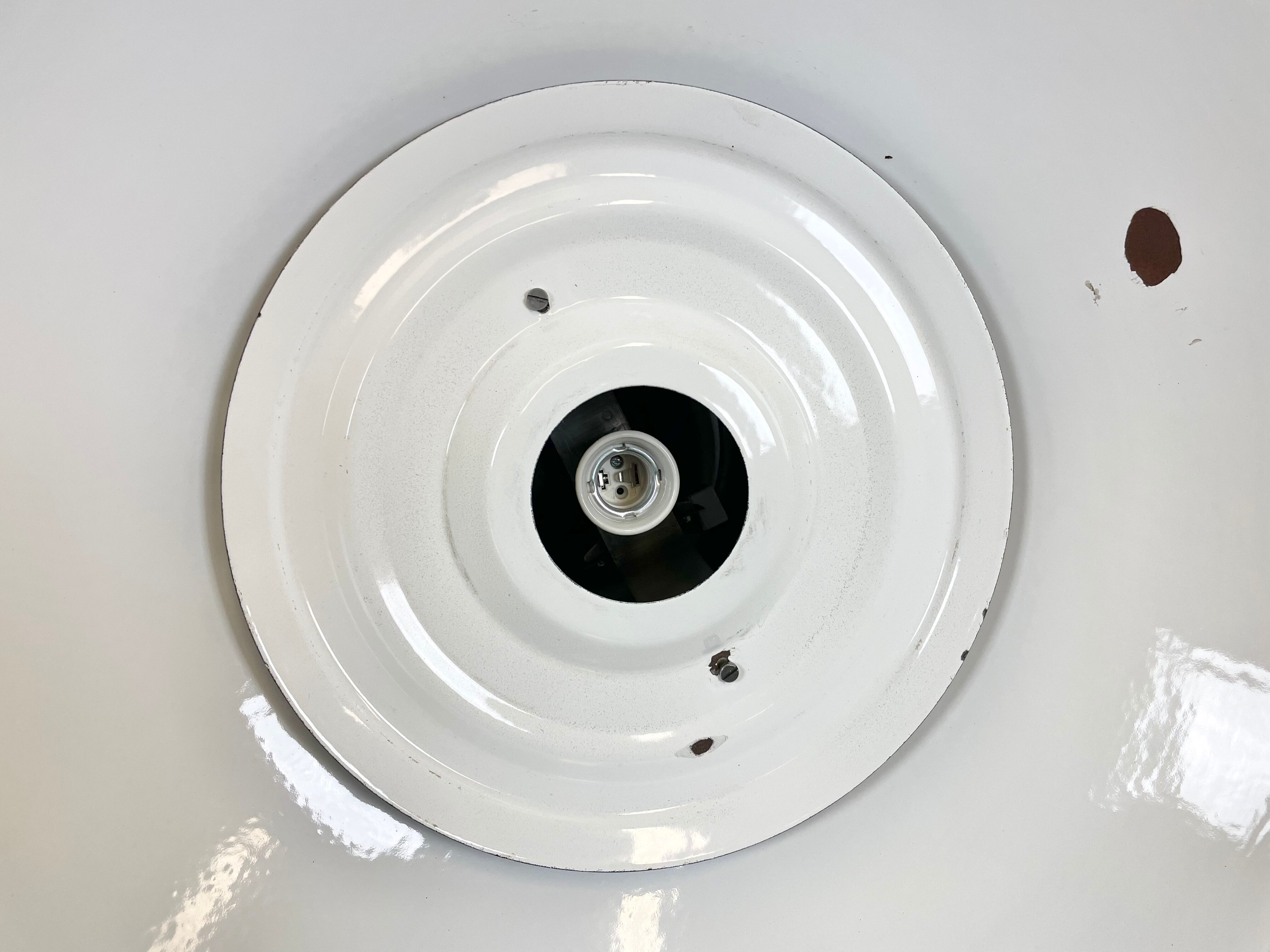 Large Grey Enamel Industrial Factory Lamp from Elektrosvit, 1960s