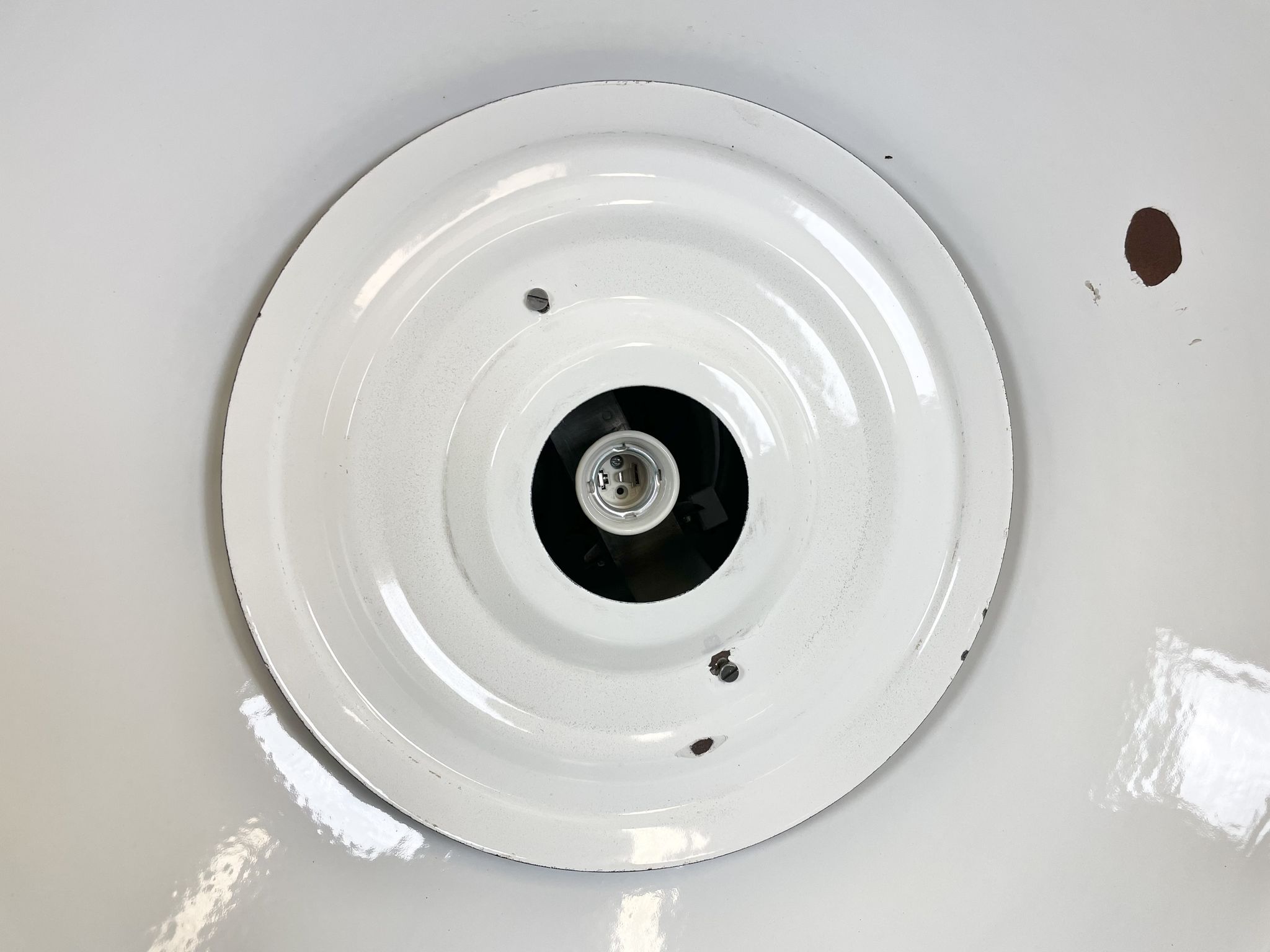 Large Grey Enamel Industrial Factory Lamp from Elektrosvit, 1960s