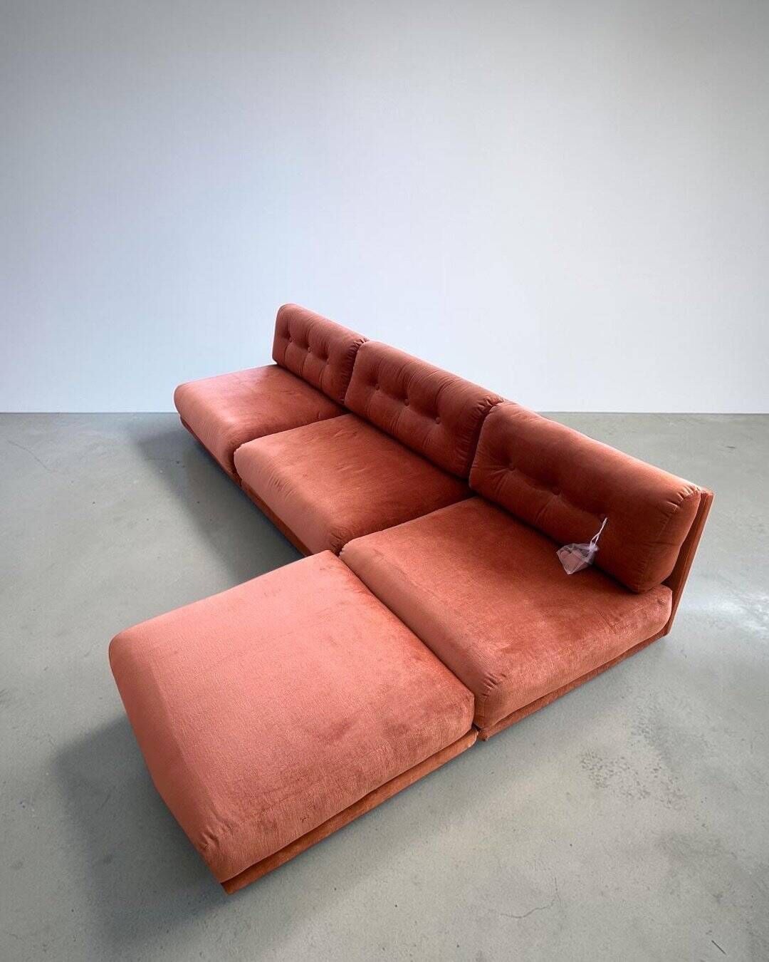 Canapé modulaire Salpol en velours Dralon (Bayer), Italie 1970