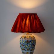 Polychrome Dutch Delft Table Lamp, Tichelaar Makkum, with New Loose Pleat Silk Shade