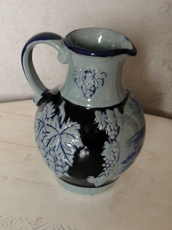 Pichet à vin faience bleu cobalt west germany