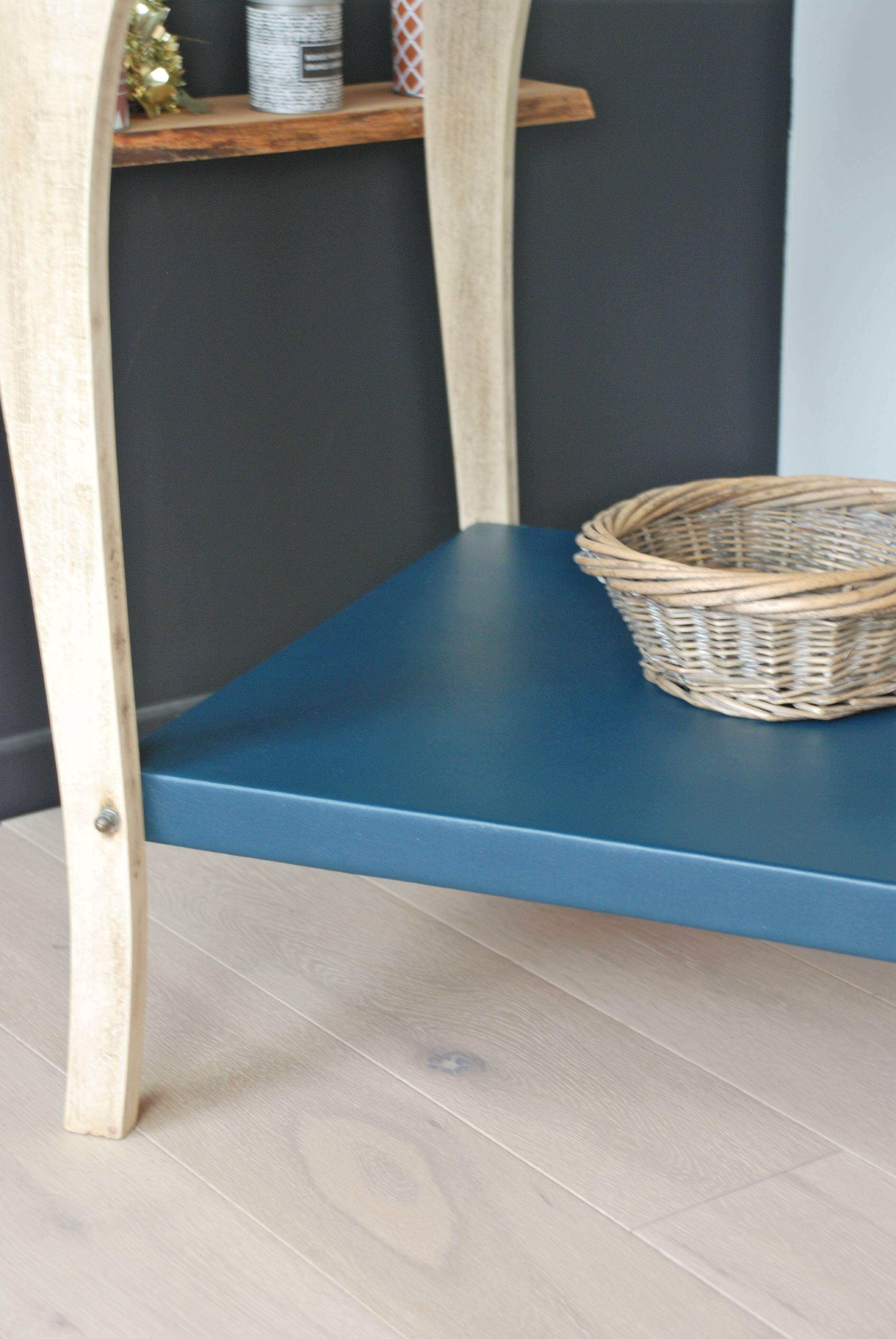 Art Deco trolley 50s wood and petrol blue
