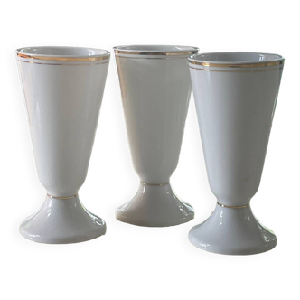 Trio of Limoges porcelain cups with gold edging