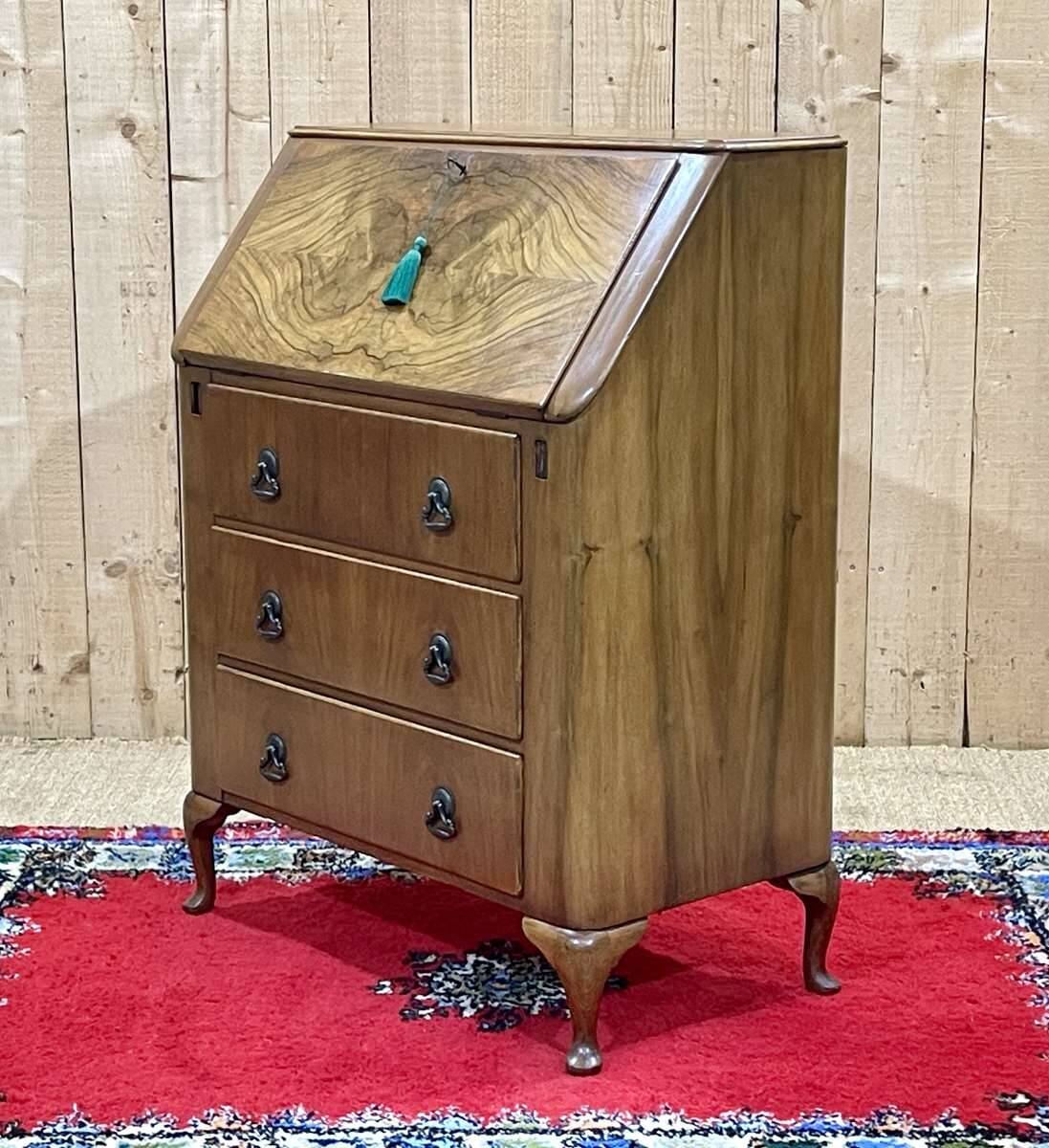1960s English walnut secretary