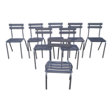 Suite of 8 steel bistro chairs