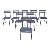 Suite of 8 steel bistro chairs