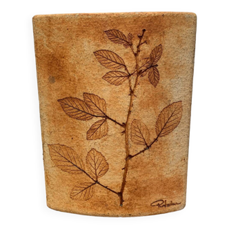 Ceramic Vase Vallauris Raymonde Leduc Herbarium Vintage