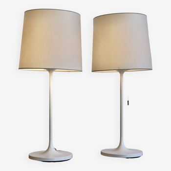 A pair of large lacquered metal lamps