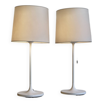 A pair of large lacquered metal lamps