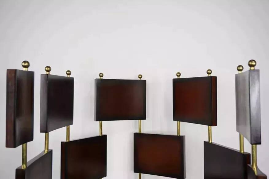 Vintage screen in wood and brass