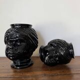 2 têtes en verre représentant des Maures