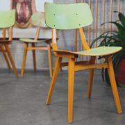 Set of 4 green wooden chairs Tatra Nabytok 1960