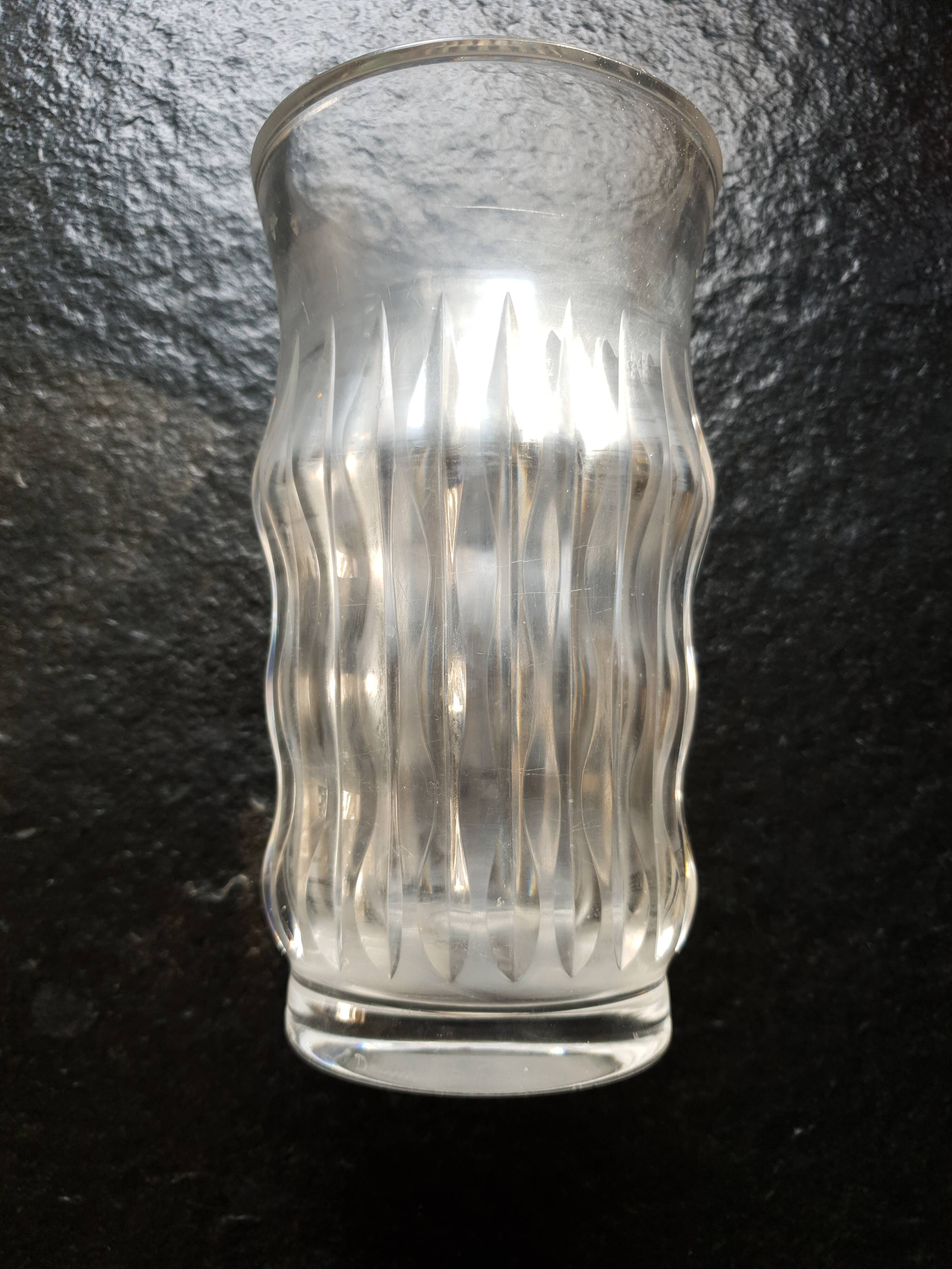Old Art Deco Style Vase in Crystal Glass Signed Daum Cross of Lorraine and France