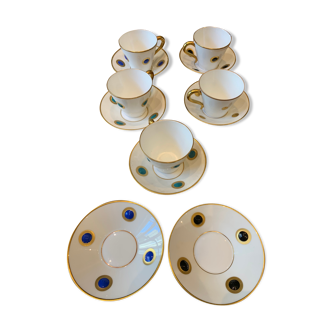 5 cups and saucers "Ithaque" Olivier Gagnère - Bernadaud Limoges