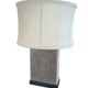 Stainless steel and suede lamp
