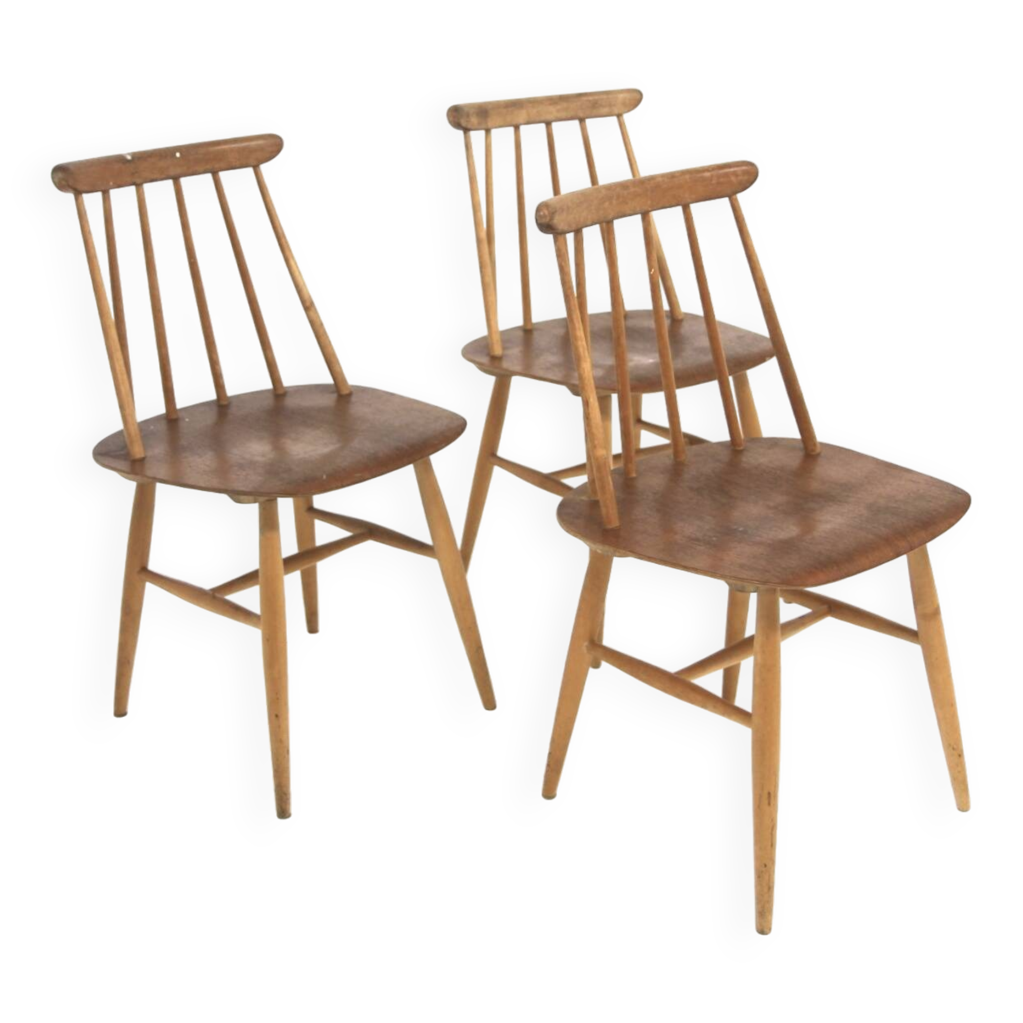 Set of 3 Scandinavian "Fanett" chairs by Ilmari Tapiovaara, Sweden, 1960