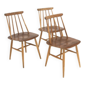 Set of 3 Scandinavian "Fanett" chairs by Ilmari Tapiovaara, Sweden, 1960