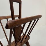 Brutalist solid wood magazine rack, 1960s