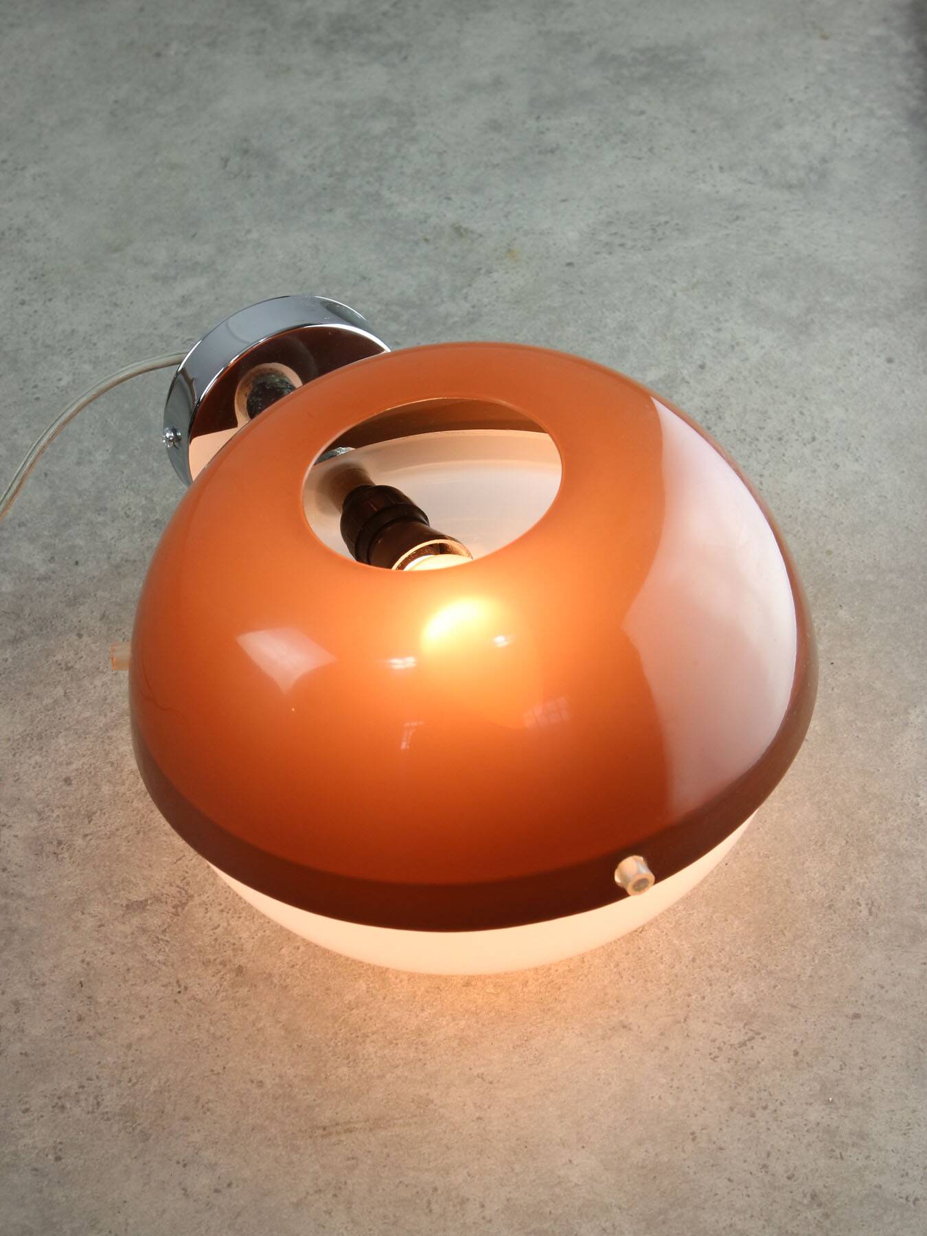 Space-age Italian Plexiglas Brown Wall Lamp, 70s